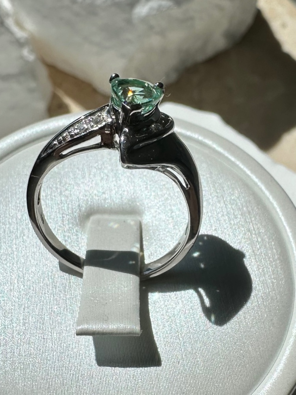 💎 GIA CERTIFIED Paraiba Tourmaline & Diamond 18k Gold Engagement Ring Size 6.5 - Picture 5 of 13